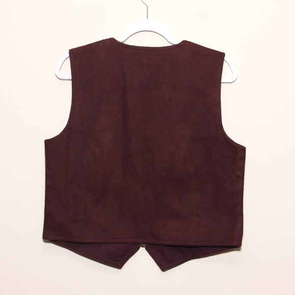 Vintage Paul Harris Design Vest Wool Blend Size Medium Full Zip Boho Burgundy - Picture 2 of 5